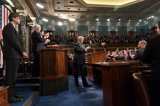 President Donald Trump delivers his 2018 State of the Union Address before Congress.