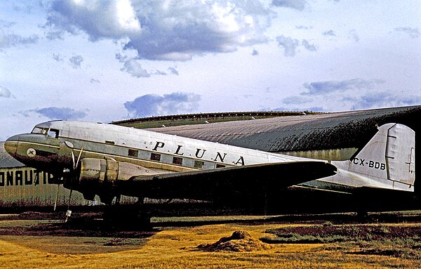 Preserved PLUNA Douglas DC-3 at Montevideo in 1975