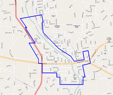 Location of the Dundee Township Historic District (dark blue) in the upper Fox River Valley. Dundee District Map.PNG