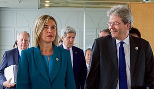 EU High Representative Mogherini Walks With Italian FM Gentioni Prior to First Working Session of G7 Ministerial Meeting cropped.jpg