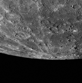 Crater rays streaking across the planet's southern hemisphere.