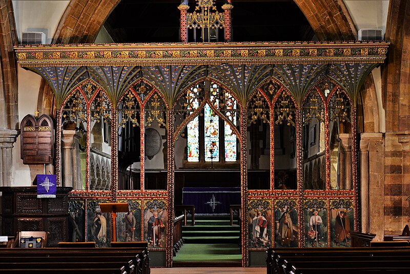 File:Earls Barton, All Saints Church, c15th screen with Henry Bird decoration (1935) - geograph.org.uk - 5715140.jpg
