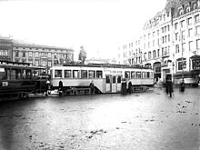 Ekeberg trams at Stortorvet in the city centre in 1918 Ekebergtrikken 1918.jpeg
