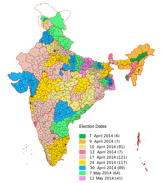 Election dates of Indian general election, 2014