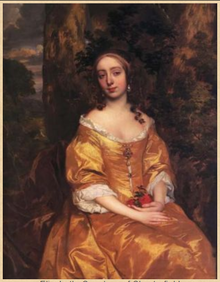 A full-length portrait of Lady Chesterfield sitting, wearing a golden dress