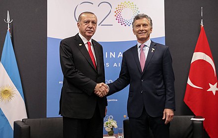 President Erdoğan with then-president Mauricio Macri in Buenos Aires.