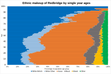 Ethnic makeup of Redbridge by single year ages in 2021 Ethnic makeup of Redbridge by single year ages in 2021.svg