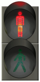 Traffic lights for pedestrians are also a factor in increasing safety. Animated pedestrian traffic light showing the pan-European sign. Euro-pedestrian traffic light.gif
