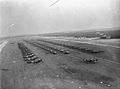 General Aircraft Hamilcars and Airspeed Horsas, flanked by Handley Page Halifax A Mark VII glider tugs of Nos. 298 and 644 Squadrons RAF, lined up and ready for take-off at Woodbridge, Suffolk. The Woodbridge Emergency Landing Ground was closed on 19 March 1945 for five days as 68 aircraft/glider combinations flew in, 60 of which took part in the operation.