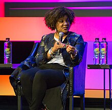 Fatima Goss Graves, President and CEO, speaking about the Time's Up movement at the 2018 Tribeca Film Festival Fatima Goss Graves (82177).jpg