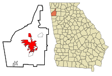 Floyd County Georgia Incorporated and Unincorporated areas Rome Highlighted.svg
