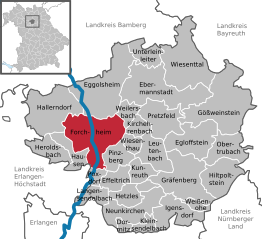Kaart van Forchheim (Beieren)