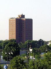 The building that was part of the Brewster-Douglass Housing Projects in Detroit, where Ross spent her teenage years Frederick Douglass HomestowerDetroit.jpg