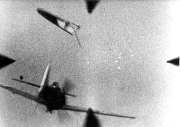 Focke-Wulf Fw 190A shot down by a fighter of the USAAF XXIX Tactical Air Command in 1944 or 1945. German losses were very heavy by late 1944.