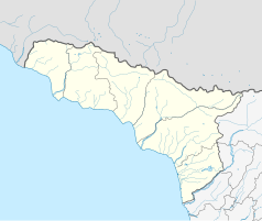 Mapa konturowa Abchazji, w centrum znajduje się punkt z opisem „Suchumi”