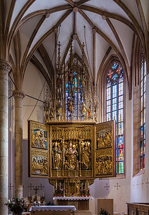 Altar of Our Lady at the catholic parish church Hallstatt, Upper Austria