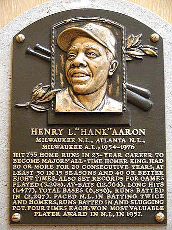 Hank Aaron's Hall of Fame plaque