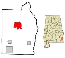 Henry County Alabama Incorporated and Unincorporated areas Abbeville Highlighted.svg