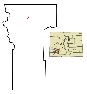 Hinsdale County Colorado Incorporated and Unincorporated areas Lake City Highlighted.svg