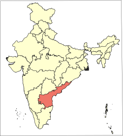 Plassering av Andhra Pradesh i India