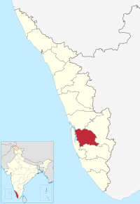 मानचित्र जिसमें कोट्टयम ज़िला Kottayam district കോട്ടയം ജില്ല हाइलाइटेड है