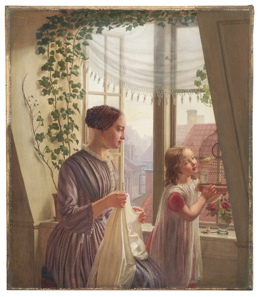 File:Interiör med mor och dotter vid fönster (Ludvig August Smith) - Nationalmuseum - 180227.tif