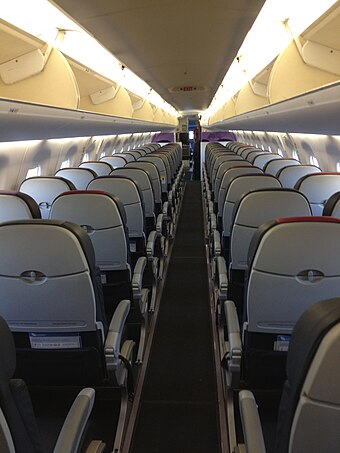 Four-abreast seating in a Virgin Australia E190