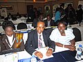 Dr. Irene with Prof. Muganda and Prof. Bisanda at an academic conference.