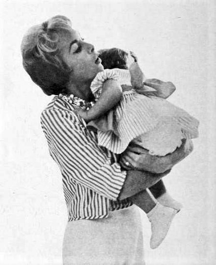 Curtis as a baby with her mother in 1960