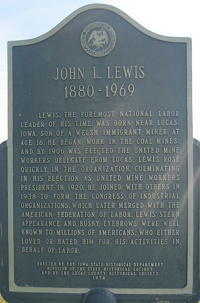 John L. Lewis, United Mine Workers President plaque located in Lucas, Iowa