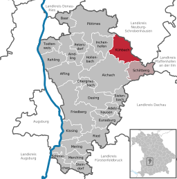 Läget för Kühbach i Landkreis Aichach-Friedberg