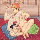 Ilustrasi Kama Sutra yang menampilkan pasangan yang mempraktikkan masturbasi mutual dengan seks oral.