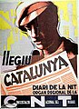 Cartel publicitario en catalán: Leed Catalunya. Diario de la noche. Organo regional de la Confederación Nacional del Trabajo