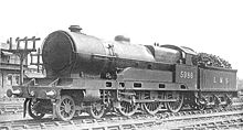 LMS No. 5986 c.1928, with enlarged boiler LMS Enlarged Claughton class, 5986 (CJ Allen, Steel Highway, 1928).jpg