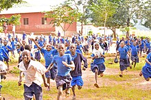 School children at a school in Tanzania Last day in Tanzanian school by Rasheedhrasheed.jpg