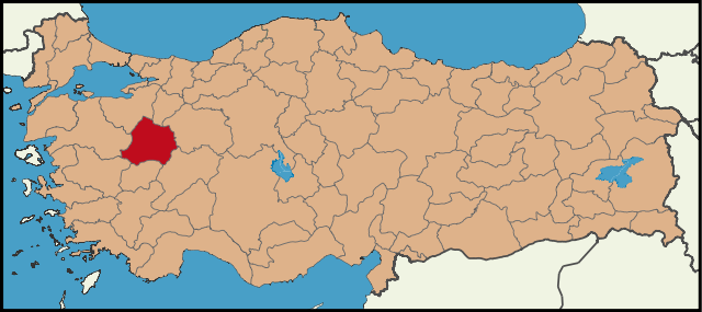 Localização da província de Kütahya na Turquia