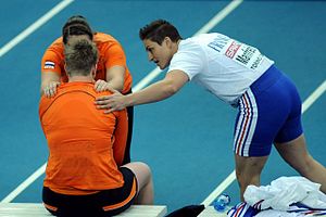 Melissa Boekelman, Denise Kemkers and Laurence Manfredi (right) during the qualification round. Laurence Manfredi Turin 2009.JPG