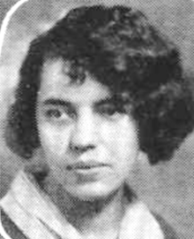 Lelah Allison, a young woman with light skin and dark curly hair cut in a bob with a side part, from a 1928 yearbook