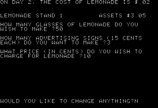 <i>Lemonade Stand</i> 1973 educational video game