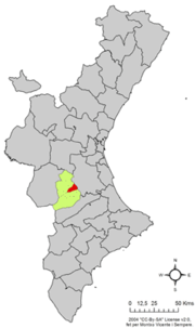 Localização do município de Navarrés na Comunidade Valenciana