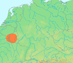 Ardennerna (orange) på Tysklandskarta.