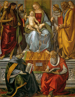 Luca signorelli, vergine in trono e santi, volterra.jpg