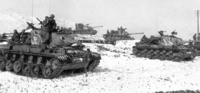 虎を模した塗装を施したM46部隊 陸軍第6戦車大隊の車両群で、1951年3月7日の撮影