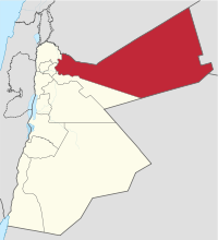 मानचित्र जिसमें मफ़्रक़ प्रान्त محافظة المفرقsmall> Mafraq Governorate हाइलाइटेड है