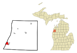 Manistee County Michigan Incorporated and Unincorporated areas Manistee Highlighted.svg