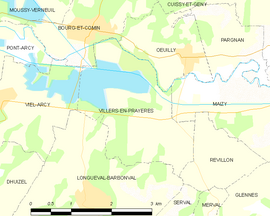 Mapa obce Villers-en-Prayères