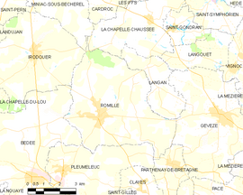 Mapa obce Romillé