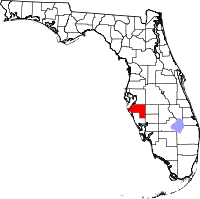 Округ Манаті на мапі штату Флорида highlighting