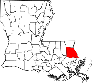 Map of Louisiana highlighting Saint Tammany Parish