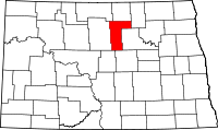 Map of Severna Dakota highlighting Pierce County